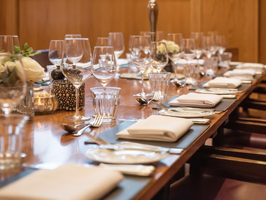 Private dining table close up