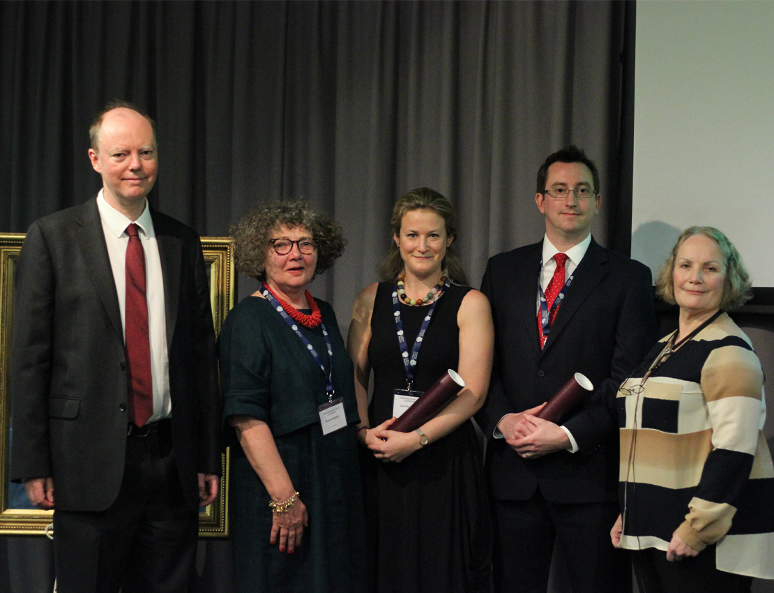 From left: Professor Chris Whitty, The Hon Mrs Katrina Bulloch (daughter of Lord Soulsby); Dr Camilla Benfield and Dr Andrew Stringer, Soulsby Fellows; Dr Judy MacArthur Clark, Chair, Board of Trustees, The Soulsby Foundation