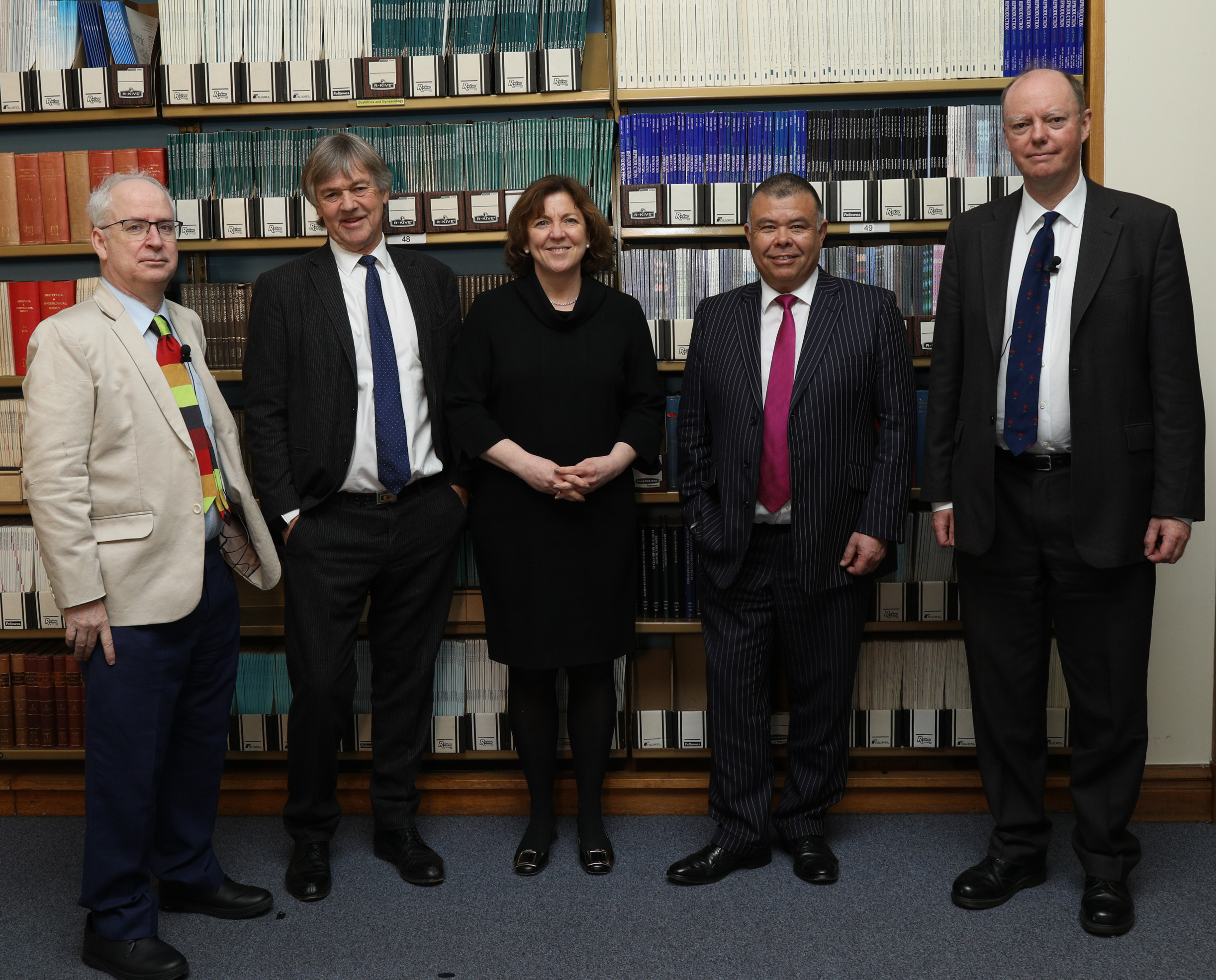 From left to right Professor Sir Simon Wessely, RSM President Professor Roger Kirby, RSM Chief executive Michele Acton, Professor Sir Jonathan Van-Tam and Professor Sir Chris Whitty