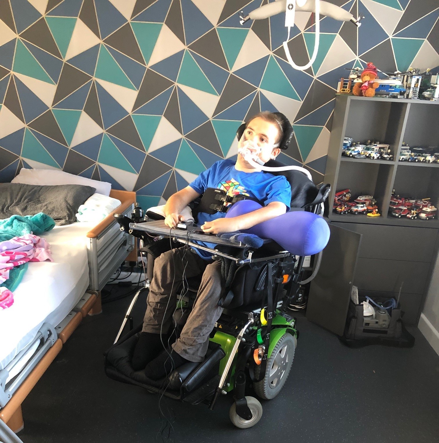 Kieran’s home has been adjusted to accommodate his needs and equipment